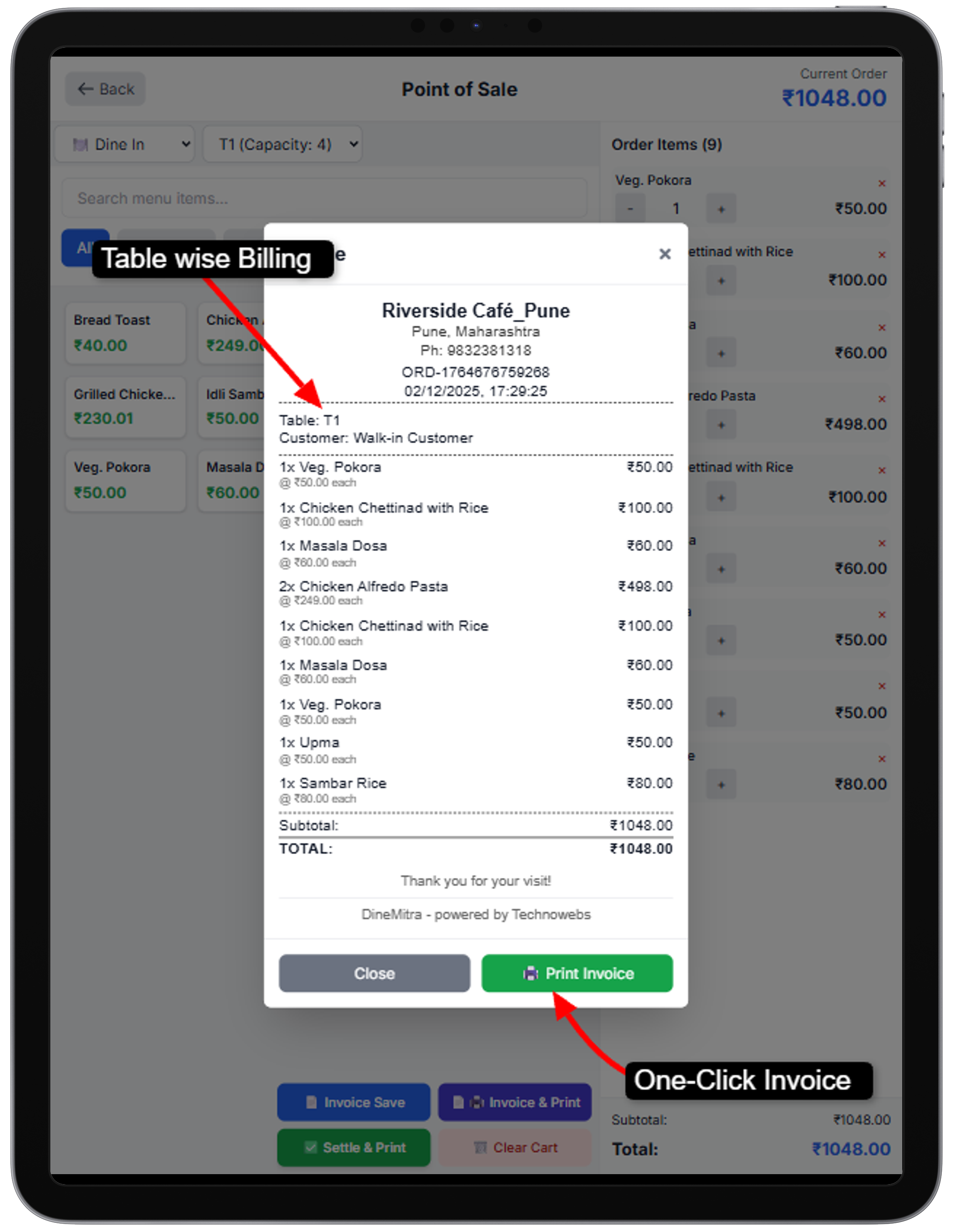 Billing on a device